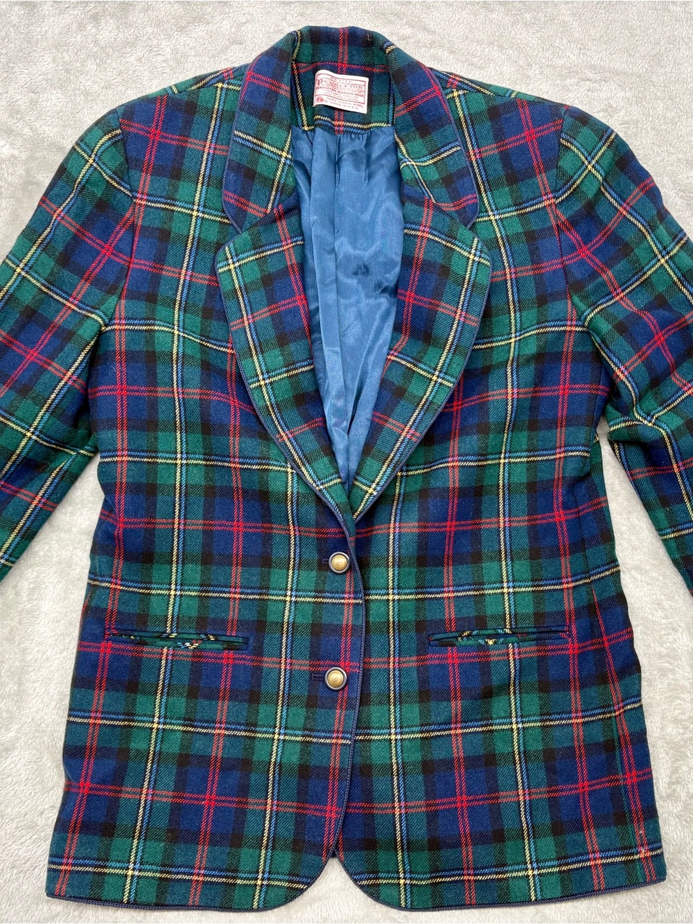 Vintage Pendleton Blazer Womens 10 Petite Tartan Plaid Wool Preppy